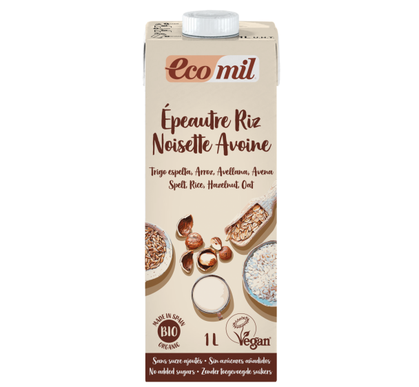 Sữa Hạt Từ Gạo Lúa Mì Yến Mạch Và Hạt Phỉ Hữu Cơ Ecomil (1L)